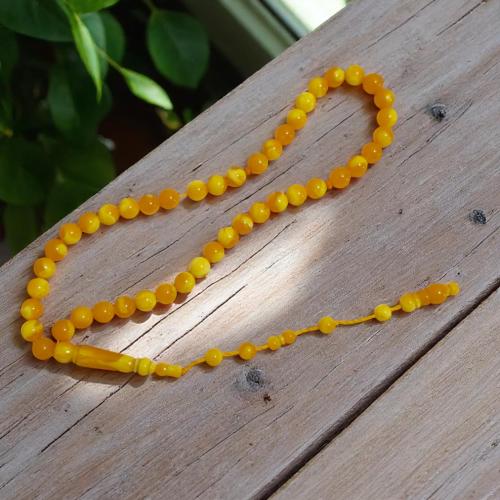 سبحة البكلايت تمليكة اصفر متفاوت