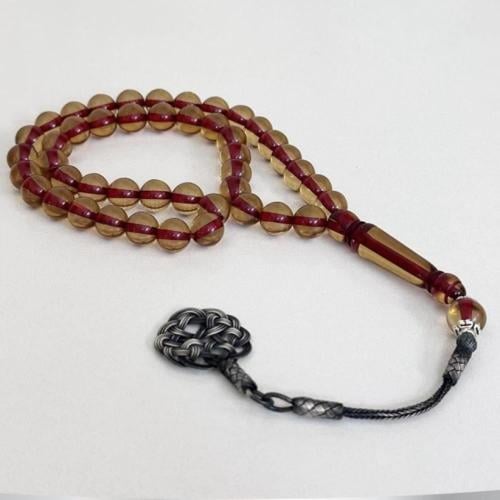 سبحة البكلايت مع دندوشة فضة عيار 925 لون احمر داخل...