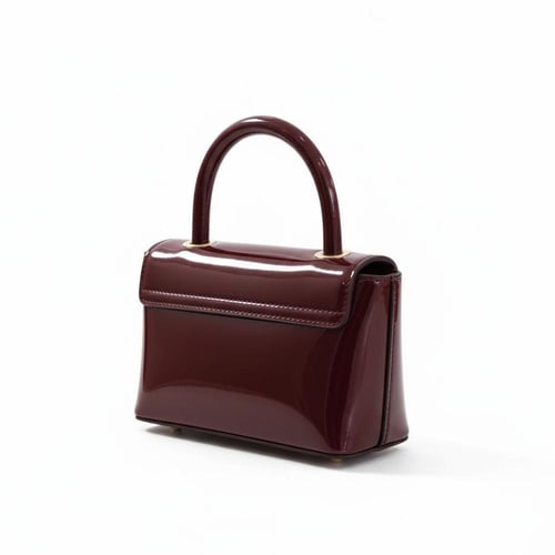 حقيبة ميو ميني لماع برغندي