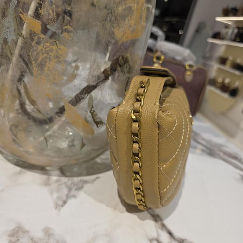 شنطة جلد شانيل هاف سيركل براون