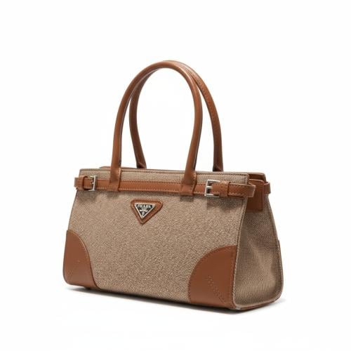 حقيبة برادا موديل حديث بني مدرج غامق مقاس25