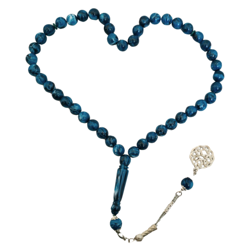 سبحة البكلايت مع دندوشة حديد لون تركوازي مخـضّـب