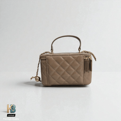 شنطة جلد شانيل ميكب موكا لماع