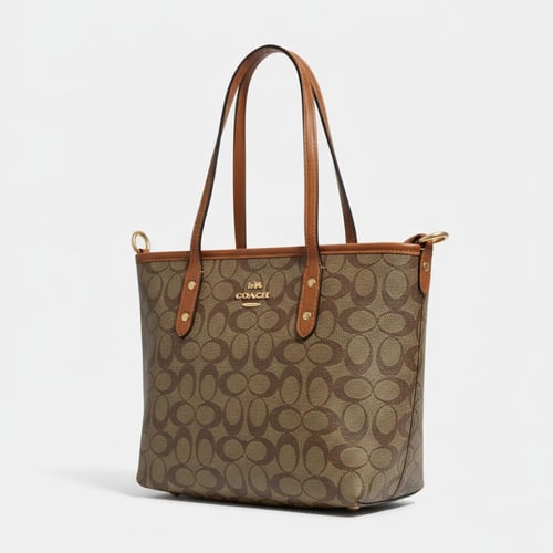 شنطة كوتش سيتي وسط بني 3 مع محفظة