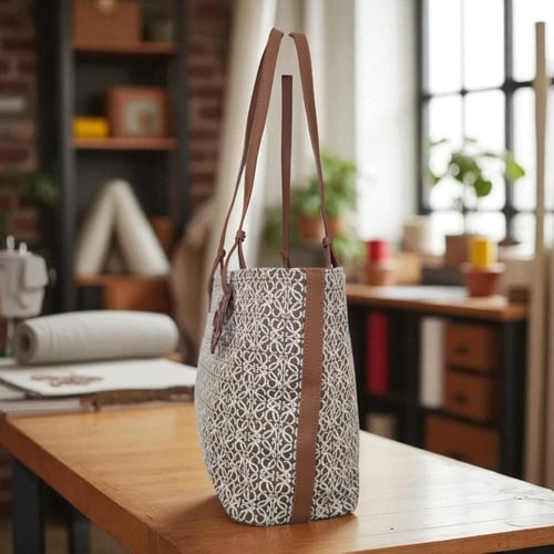 حقيبة لوي قماشية وسط فاخرة لون بني