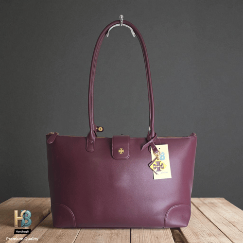 حقيبة توري بورش لارج جلد مقاس 35 عنابي