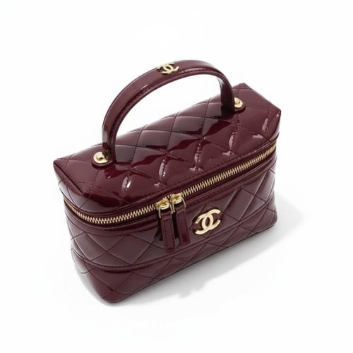 شنطة جلد عنابي شانيل نيو م2