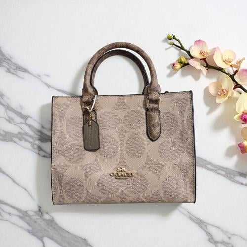 حقيبة كوتش وسط سقنتشر بني فاتح