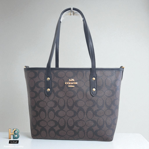 شنطة كوتش سيتي بني محروق وسط مع محفظة