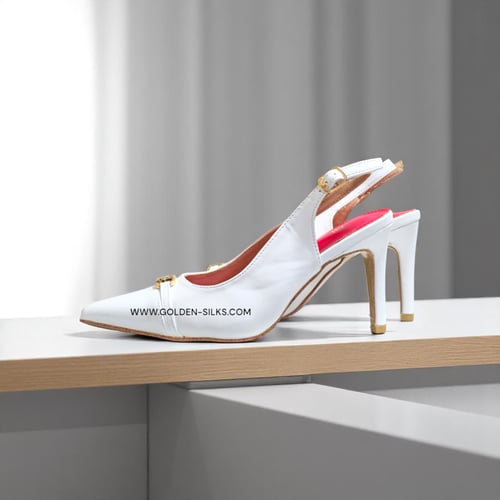 كعب كارولينا هيريرا أبيض لماع ومطفي مقاس 36