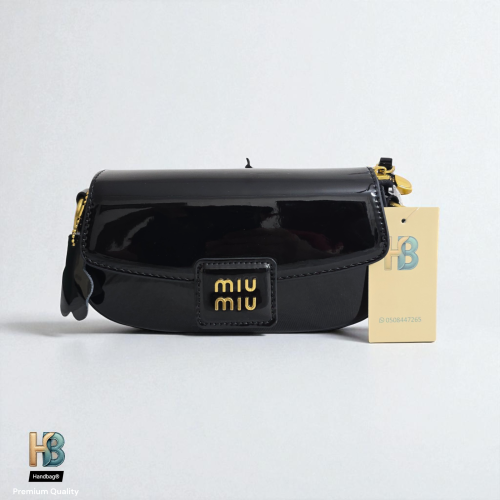 حقيبة ميو ميني لماع بلاك