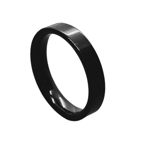 خاتم ستيل مبطن اسود سادهــ #19