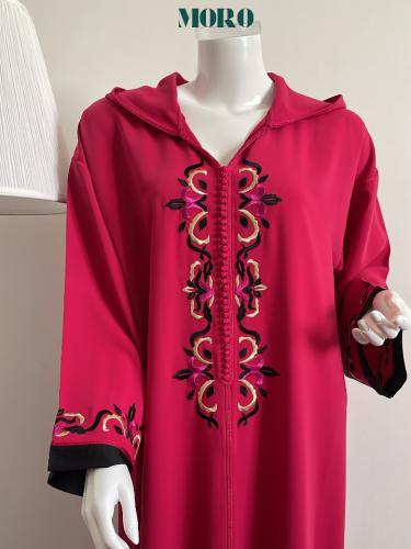 جلابية ناعمة مطرزة - لون فوشي M/L