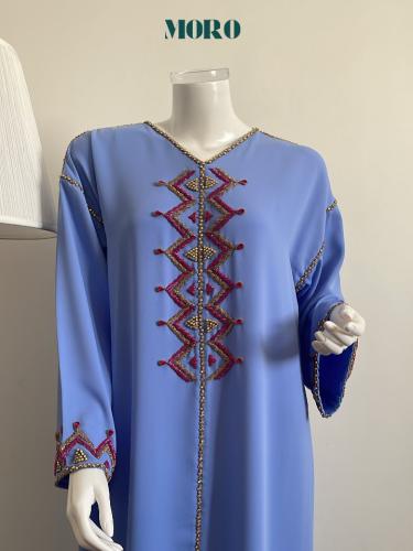 قفطان شك يدوي انيق لون سماوي S/M