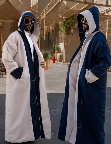 فروة رجالية دبل فيس بلون سكري مع اسود