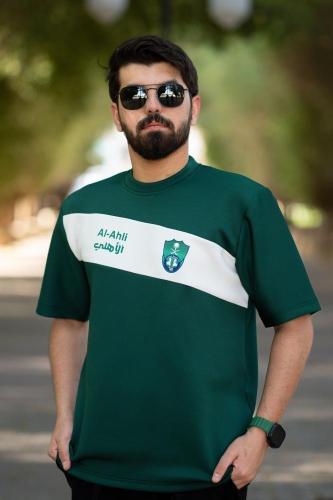 تيشرت الأهلي أخضر بشريط أبيض
