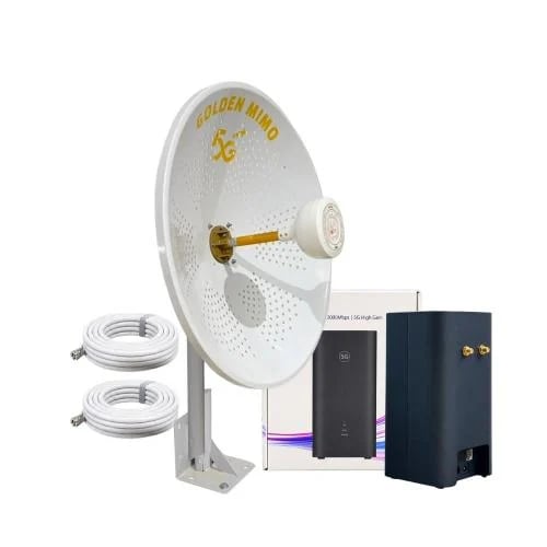 باقة الانتينا الذهبية 30dBi + راوتر Huawei CPE 5 H153-381 يدعم جميع الشبكات لتحسين الإشارة واستقرار الإنترنت ( شامل التركيب )