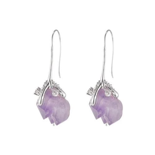 Silver earrings with amethyst stone