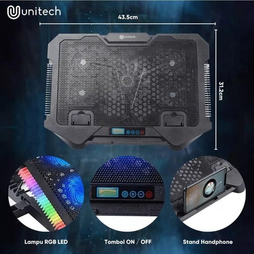قاعدة تبريد للألعاب S500 RGB مع حامل جوال وشاشة عر...