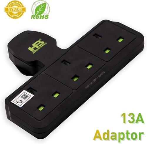 مشترك كهربائي HOMEBEST أسود بثلاث منافذ