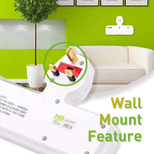 مشترك كهربائي HOMEBEST أبيض بثلاث منافذ