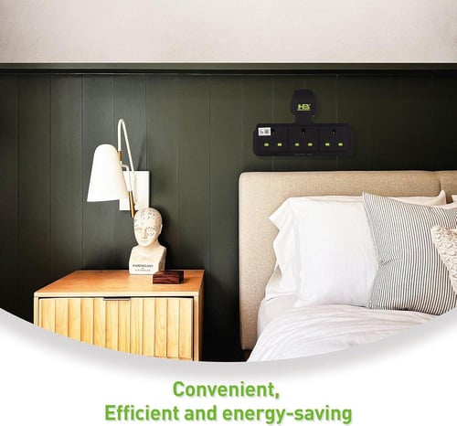 مشترك كهربائي HOMEBEST أسود بثلاث منافذ