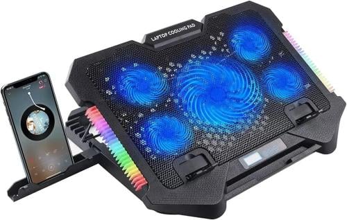 قاعدة تبريد للألعاب S500 RGB مع حامل جوال وشاشة عر...