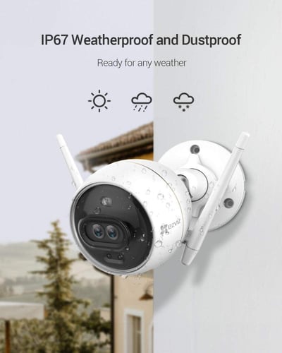 كاميرا مراقبة خارجية Wi-Fi بعدستين بدقة عالية مع ر...