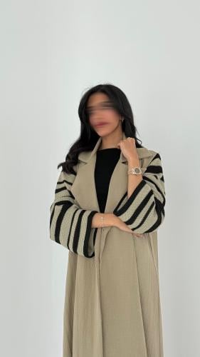 Summer abaya in a blazer style with Turkish lace sleeves
