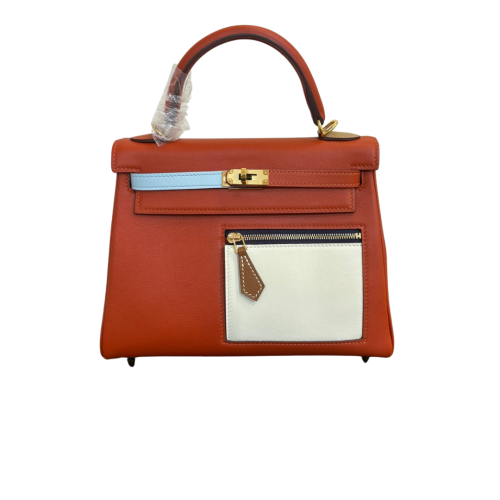 حقيبة Hermès Colormatic Kelly 25 – برتقالي مع جيوب...