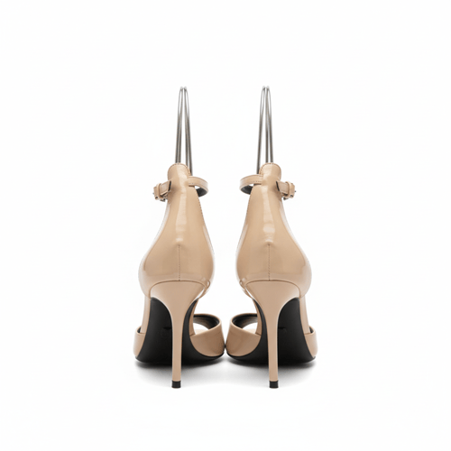 Balmain حذاء كعب عالي نسائي مدبب بتفاصيل ذهبية فاخ...