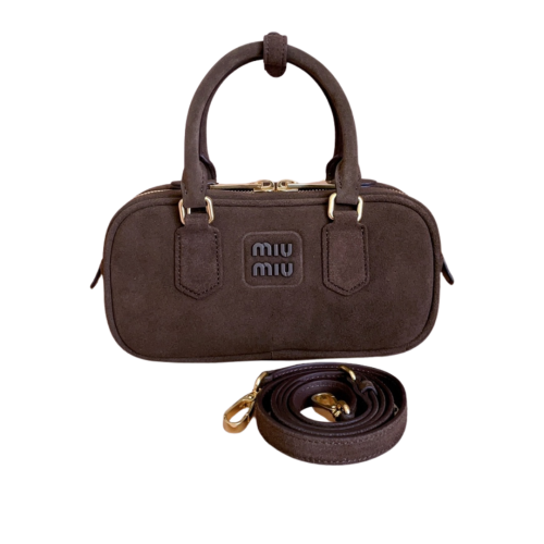 حقيبة miu miu - جلد السويد البني الشكولاته