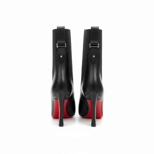 Christian Louboutin بوت نسائي كعب عالي أسود أحمر ف...