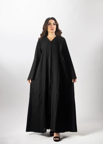 عباية سوداء فاخرة من لاميه – قماش ياباني مطرز عالي...