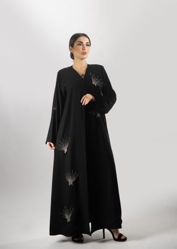 عباية سوداء فاخرة من لاميه – قماش ياباني مطرز عالي...