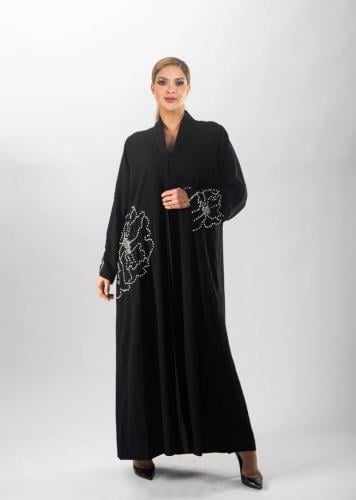 عباية سوداء فاخرة من لاميه – قماش ياباني بقصة "كلو...