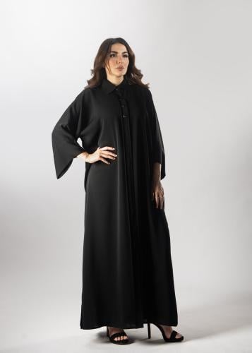 عباية سوداء فاخرة من لاميه – قماش ياباني مطرز عالي...