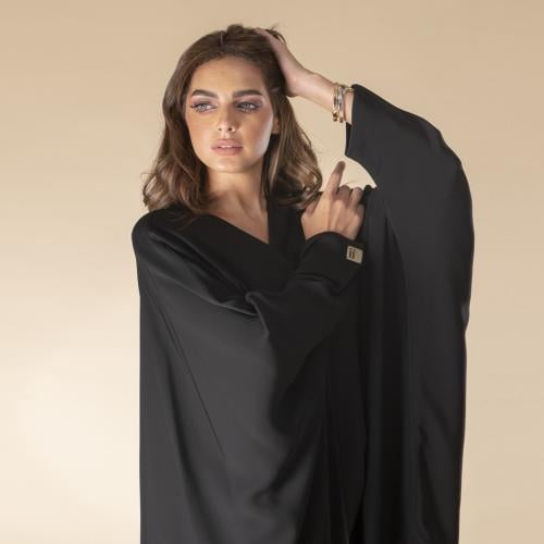 عباية لاميه كلاسيك تصميم مشلح , قماش كوري – لون أس...