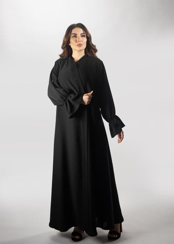 عباية سوداء فاخرة من لاميه – قماش ياباني مطرز عالي...