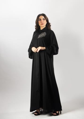 عباية سوداء فاخرة من لاميه – قماش ياباني مطرز عالي...