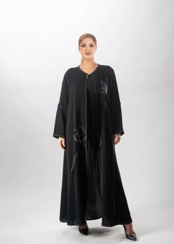 عباية سوداء فاخرة من لاميه – قماش ياباني بقصة "كلو...