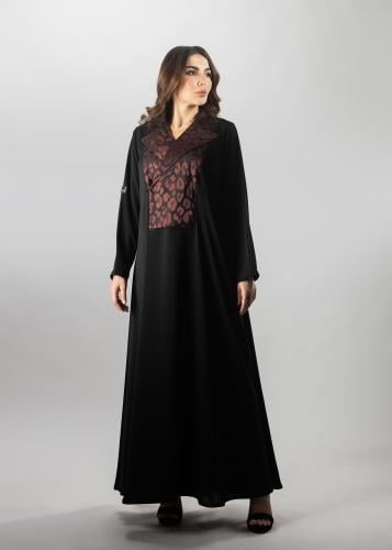 عباية سوداء فاخرة من لاميه – قماش ياباني مطرز عالي...