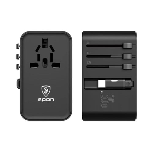 محول سفر عالمي بقوة 35 واط يدعم الشحن السريع مع كي...