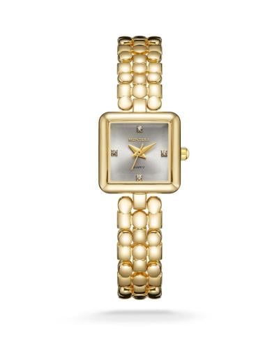 ساعة نسائي ذهبي ميناء فضي