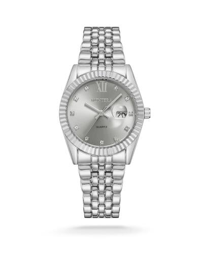 ساعة نسائي فضي ميناء فضي