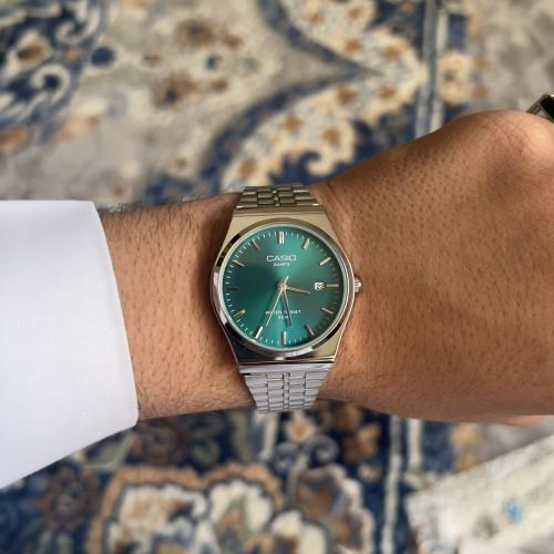 ساعة كاسيو دايري اطار فضي مينا تيفاني غامق