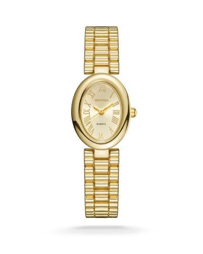 ساعة نسائي بيضاوي ذهبي ميناء ذهبي