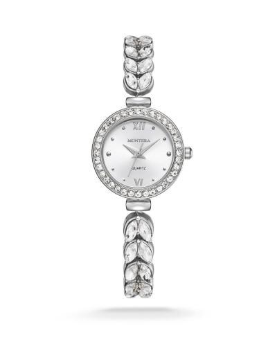 ساعة نسائي سنبلة دائري فضي ميناء فضي