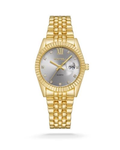 ساعة نسائي فضي وذهبي ميناء فضي