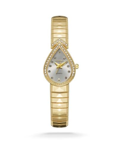 ساعة نسائي دمعة ذهبي ميناء فضي